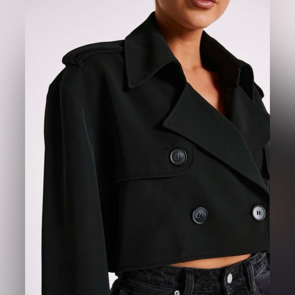 🖤MESHKI PALMER CROP TRENCH COAT - BLK 🖤 - Picture 2 of 2